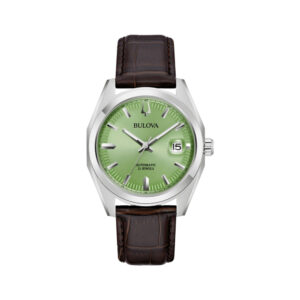 Surveyor 39 mm – zielony z paskiem skórzanym